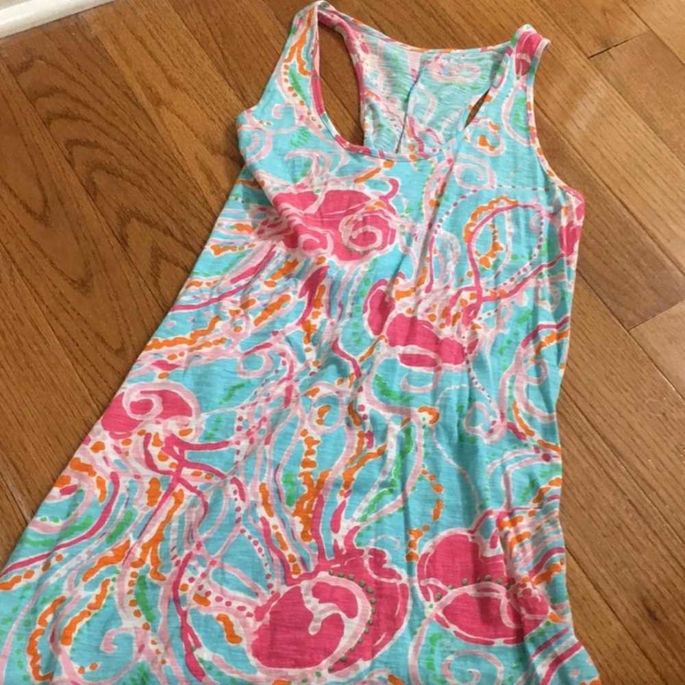 Lilly Pulitzer Aqua, Pink & Orange Printed Racerback Dress